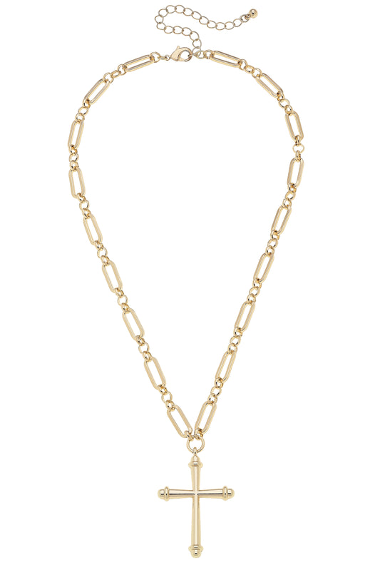 Canvas Style Esther Cross Linked Necklace in Shiny Gold
