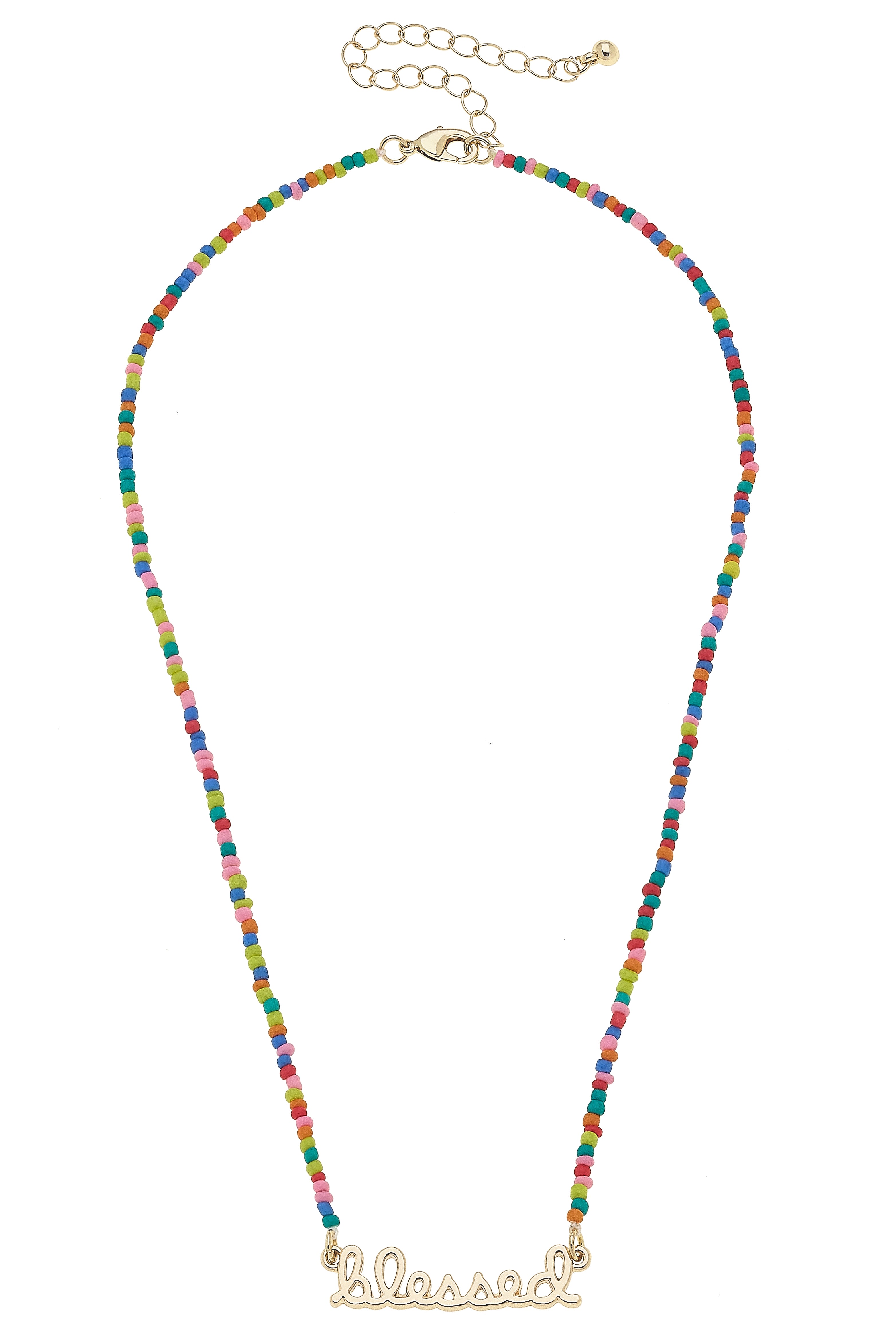Canvas Style | Necklace | "Blessed" Rainbow Beaded