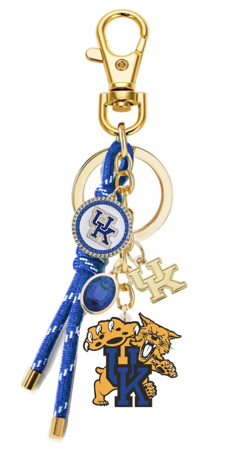 Canvas Style Kentucky Wildcats Bag Charm in Blue & Shiny Gold