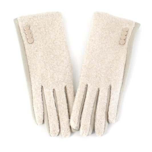 Pretty Persuasion Cream Fleece Button Glove