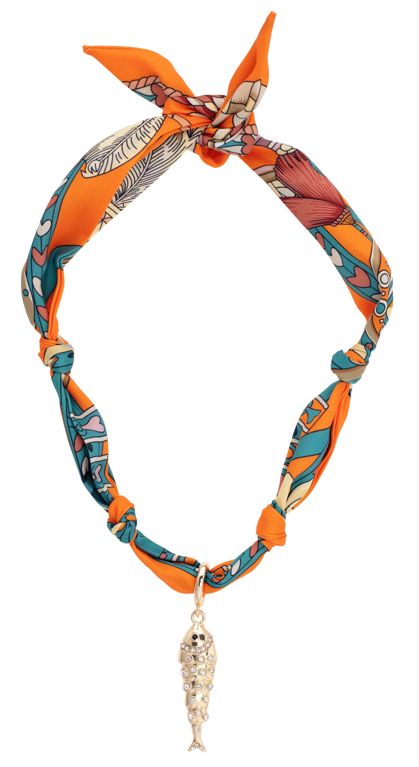 Canvas Style Colette Pavé Sardine Twilly Scarf Necklace in Orange