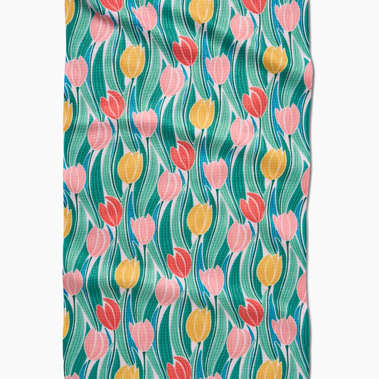 Geometry Tranquil Tulips Tea Towel