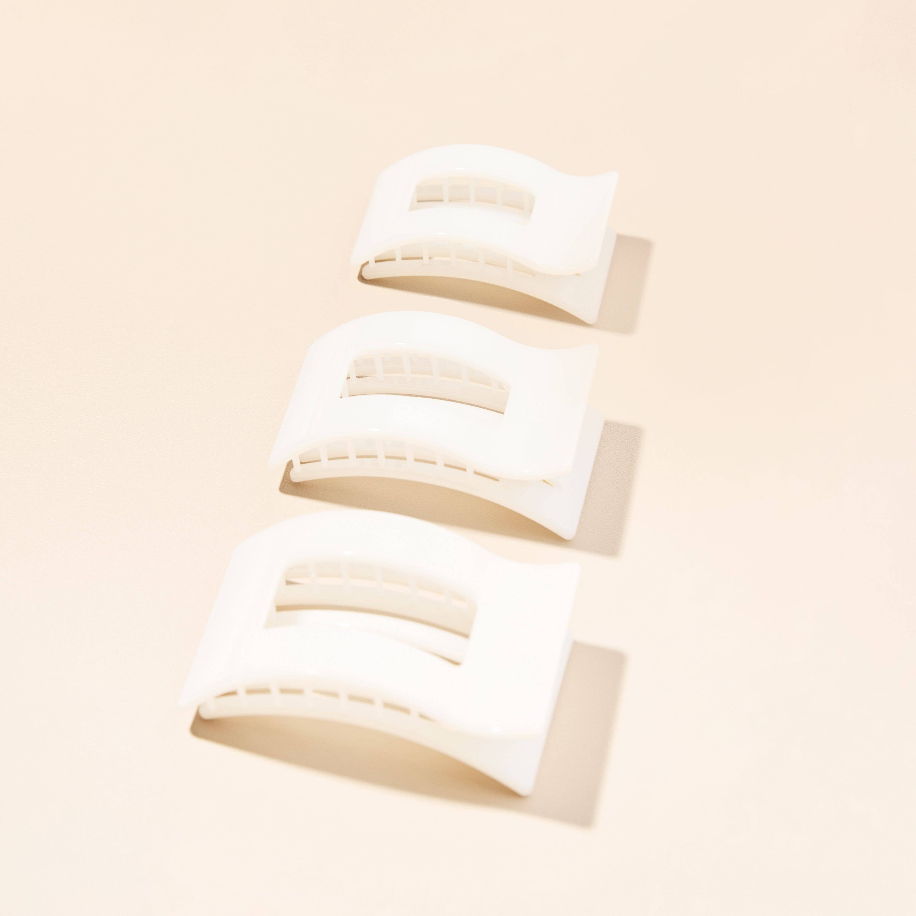 Flat Rectangle Hair Clip | Medium | Coconut White