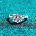 Moissanite Halo Bypass Engagement Ring in Sterling Silver: 6 US/CA / 1.0 ct