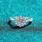 Moissanite Halo Bypass Engagement Ring in Sterling Silver: 6 US/CA / 1.0 ct