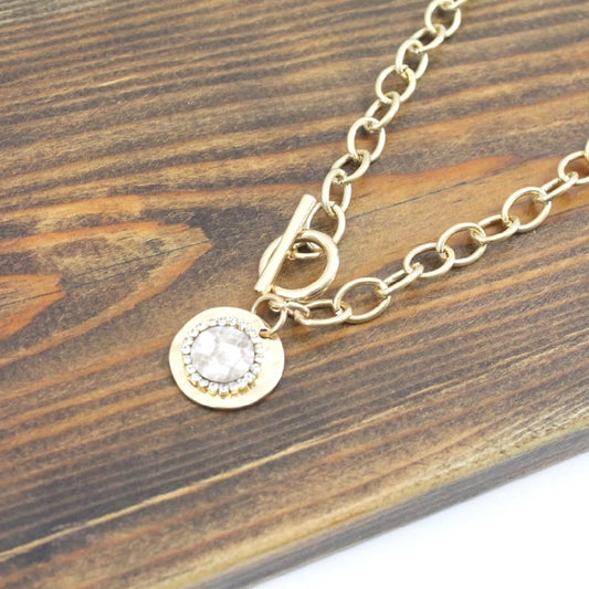 Pretty Persuasion Gold Chain Link Pendant Necklace