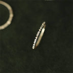 Heart Pave Setting Thin Stacking Ring in 925 Sterling Silver: Gold / 8 US