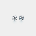 Four-Prong Moissanite Stud Earrings in 925 Sterling Silver: Silver / 2.0 ct