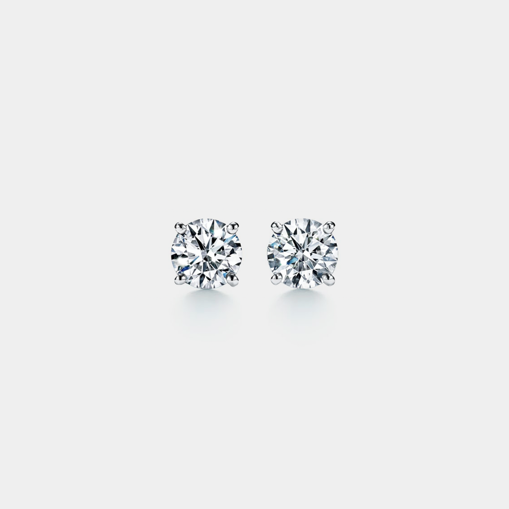 Four-Prong Moissanite Stud Earrings in 925 Sterling Silver: Silver / 1.6 ct