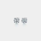 Four-Prong Moissanite Stud Earrings in 925 Sterling Silver: Silver / 1.6 ct