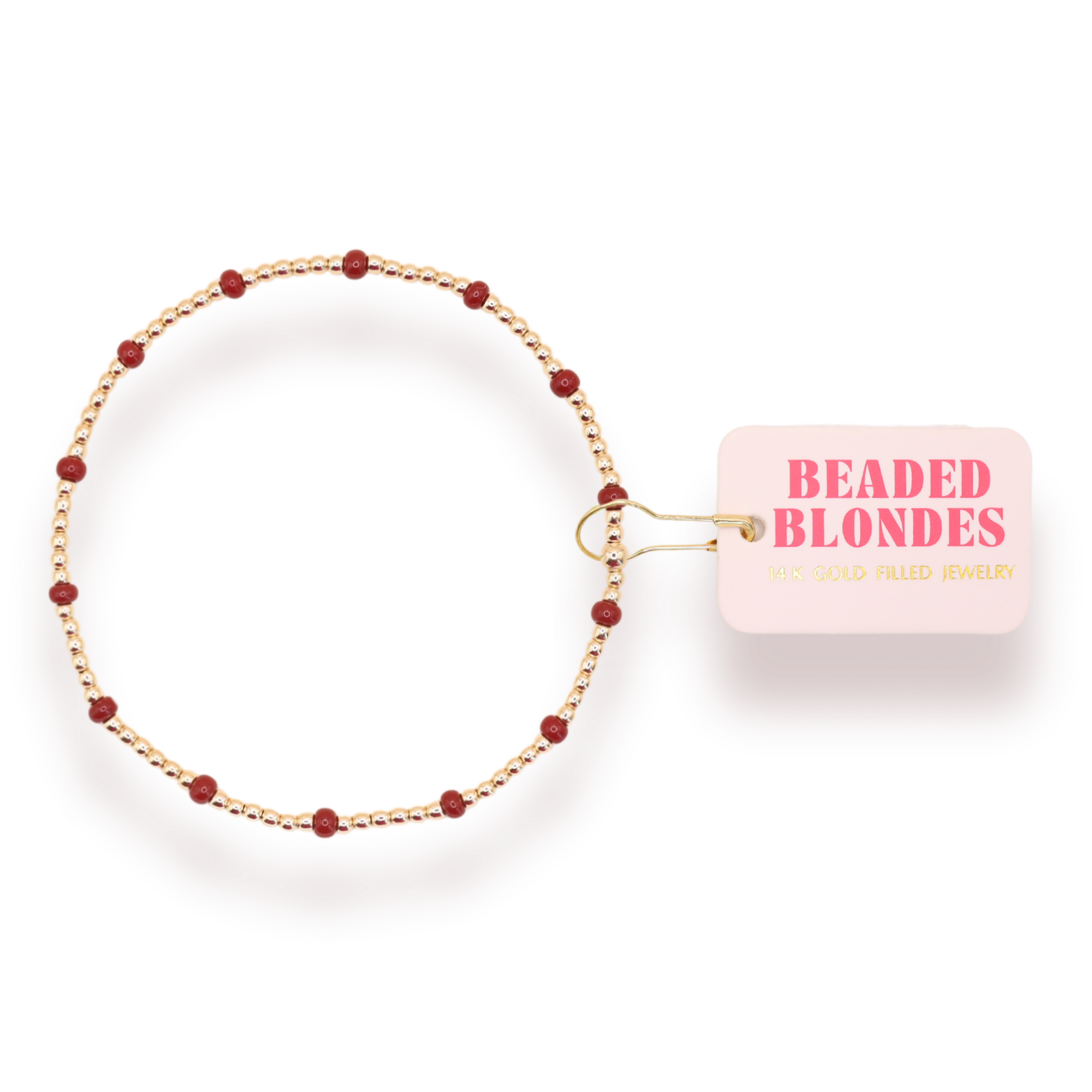 Beaded Blondes | Crimson Red Dainty Poppi Bracelet | Extended 7.25 inch