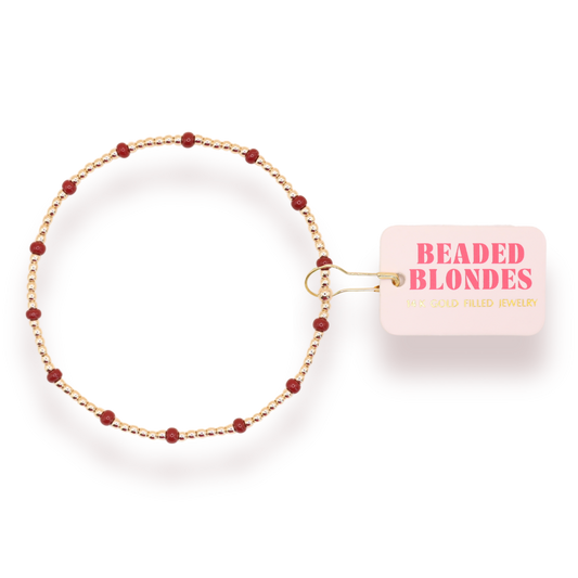 Beaded Blondes | Crimson Red Dainty Poppi Bracelet | Extended 7.25 inch