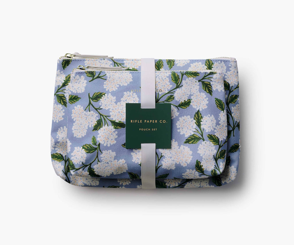 Rifle Paper Co. Hydrangea Zippered Pouch Set