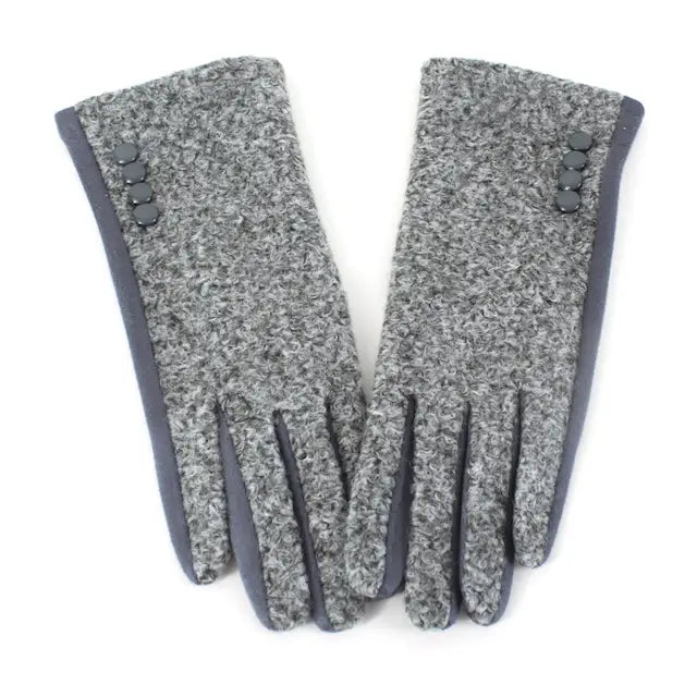 Pretty Persuasion Grey Fleece Button Glove =