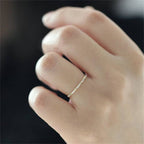 Heart Pave Setting Thin Stacking Ring in 925 Sterling Silver: Gold / 8 US