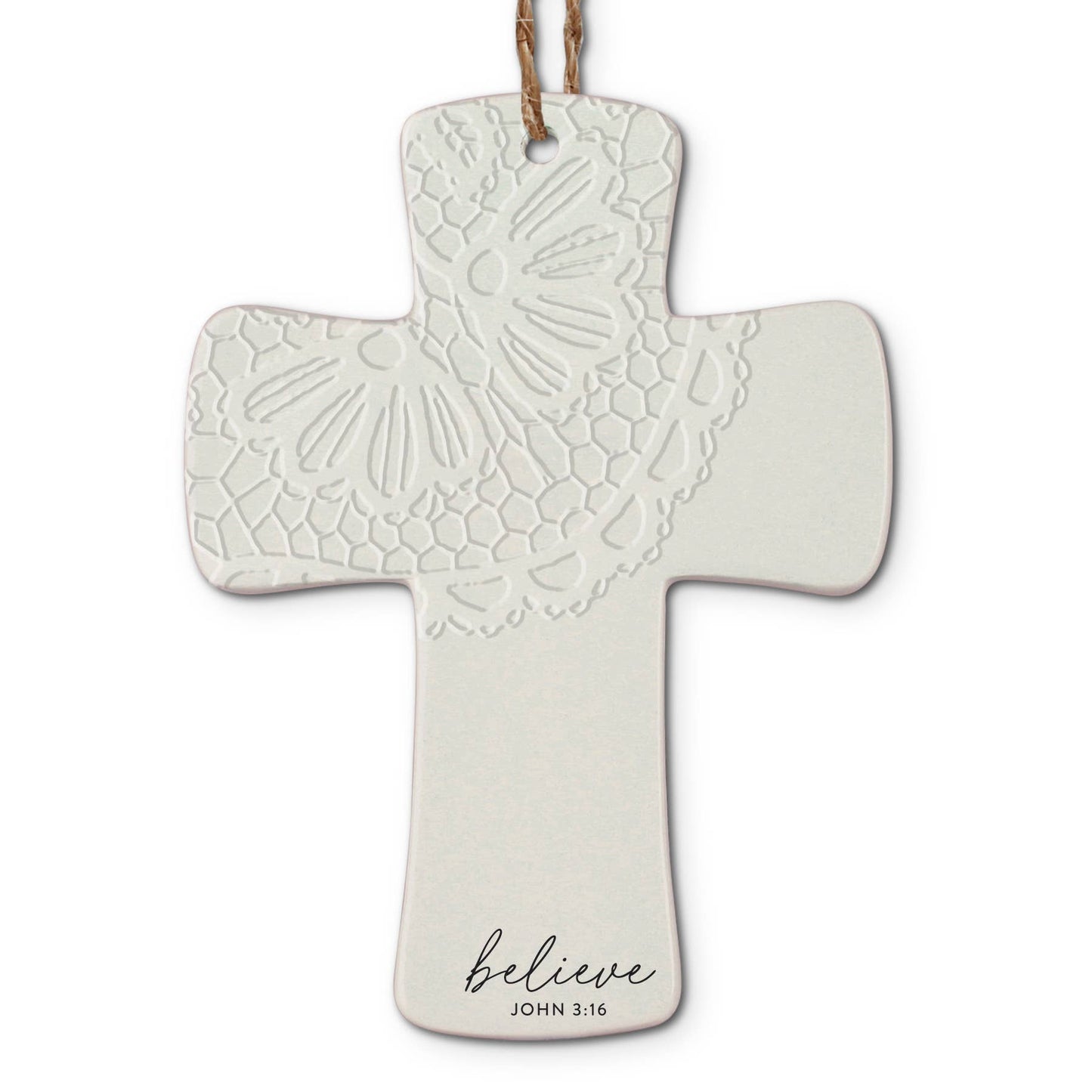 Dicksons🎄 LCP Christmas Ornament Cross Lace Believe