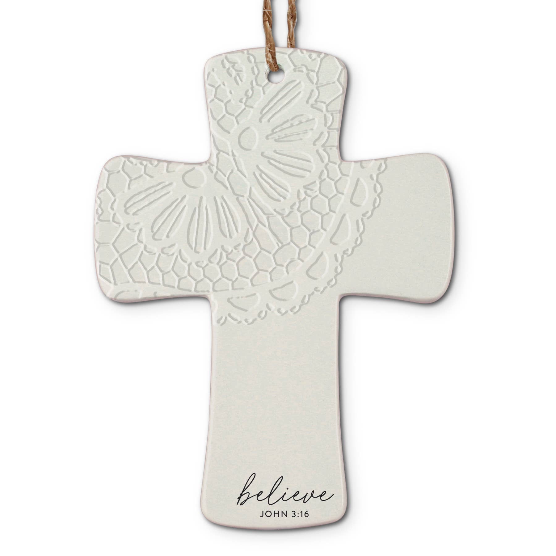 Dicksons🎄 LCP Christmas Ornament Cross Lace Believe