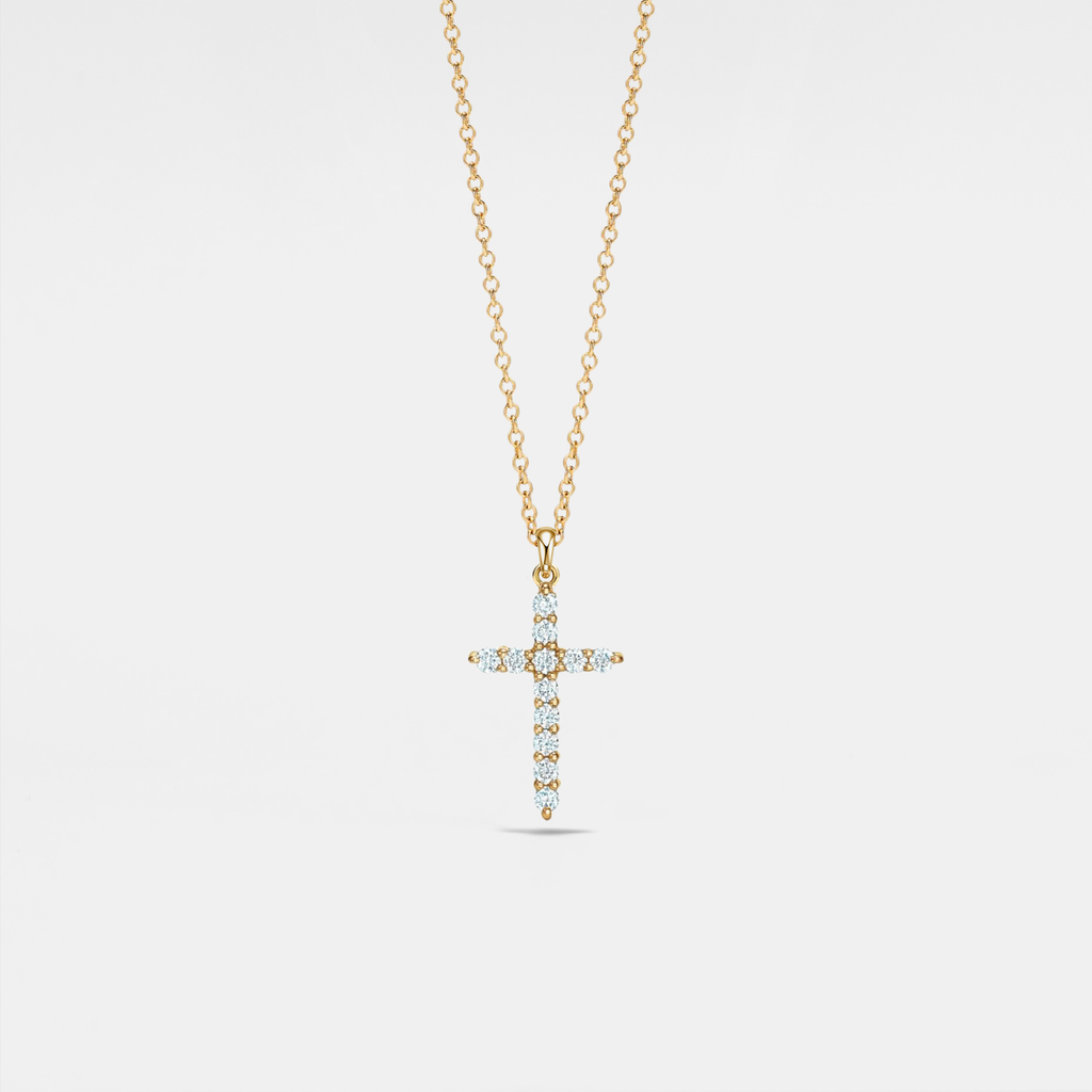 Moissanite Cross Pendant Necklace in 925 Sterling Silver: Silver / 1.2 ct