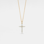 Moissanite Cross Pendant Necklace in 925 Sterling Silver: Silver / 1.2 ct