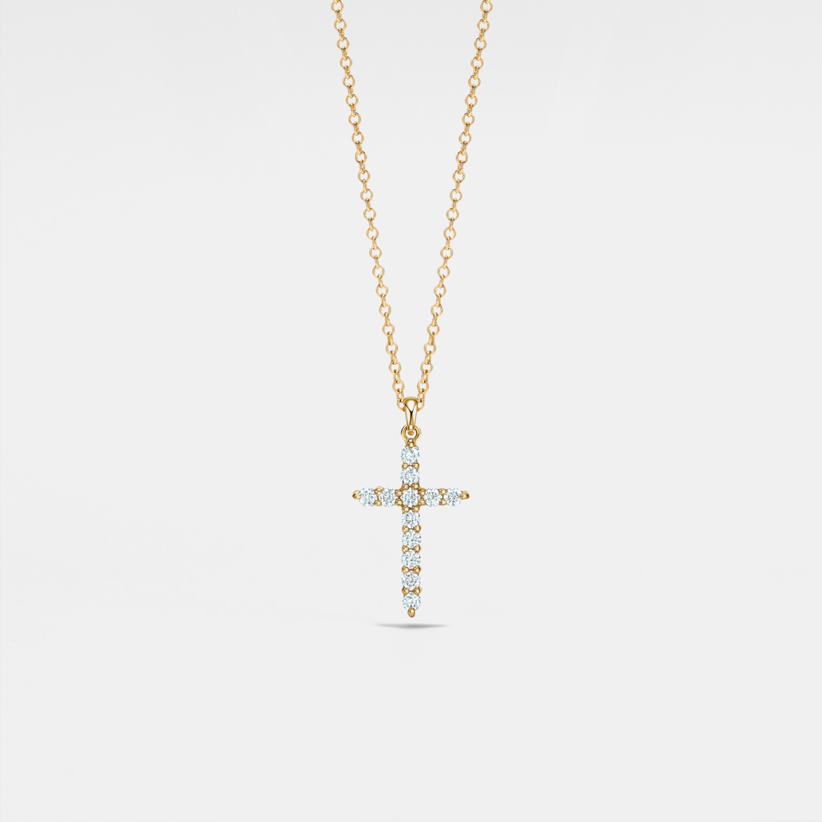 Moissanite Cross Pendant Necklace in 925 Sterling Silver: Silver / 1.2 ct