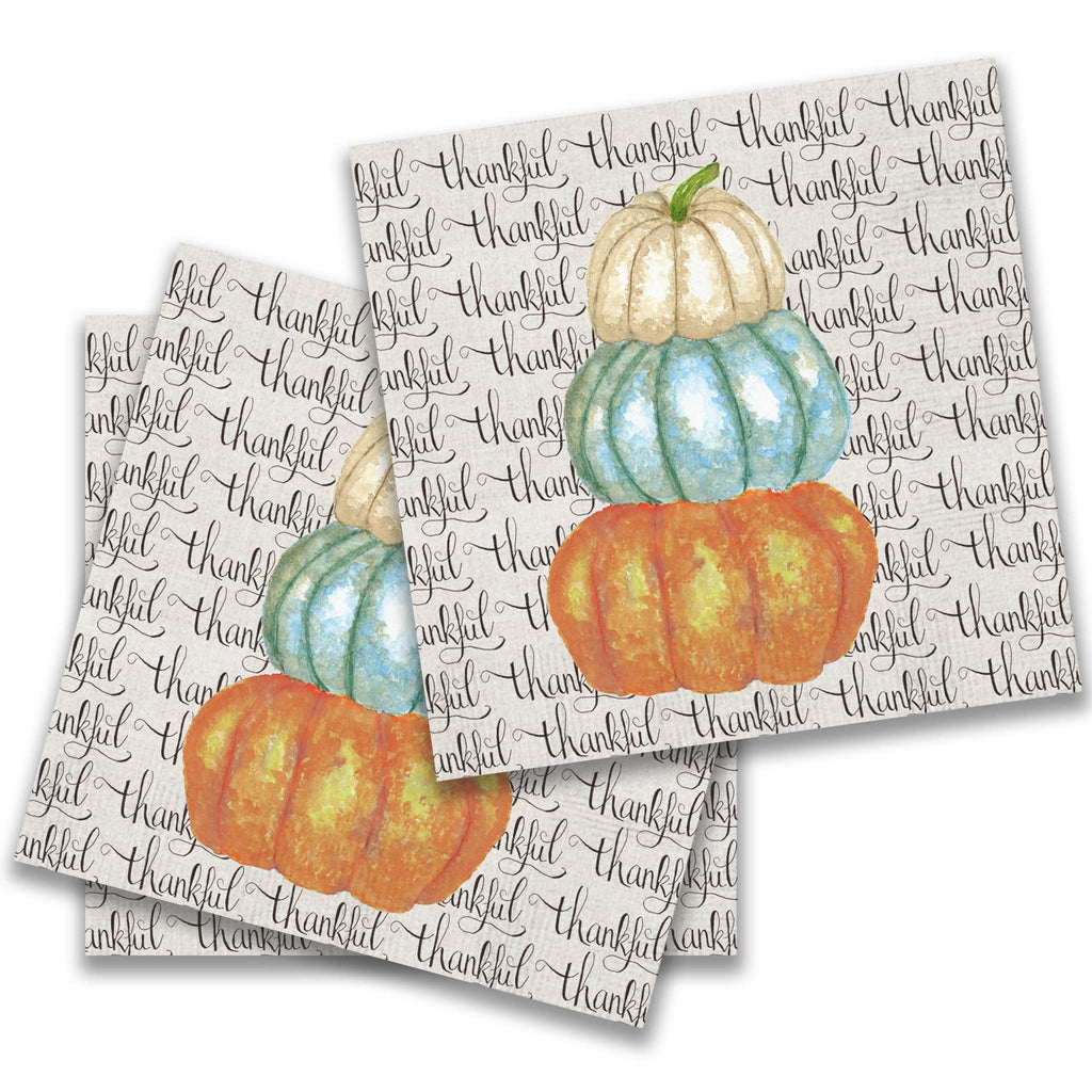French Graffiti Thankful Pumpkins Cocktail Napkin