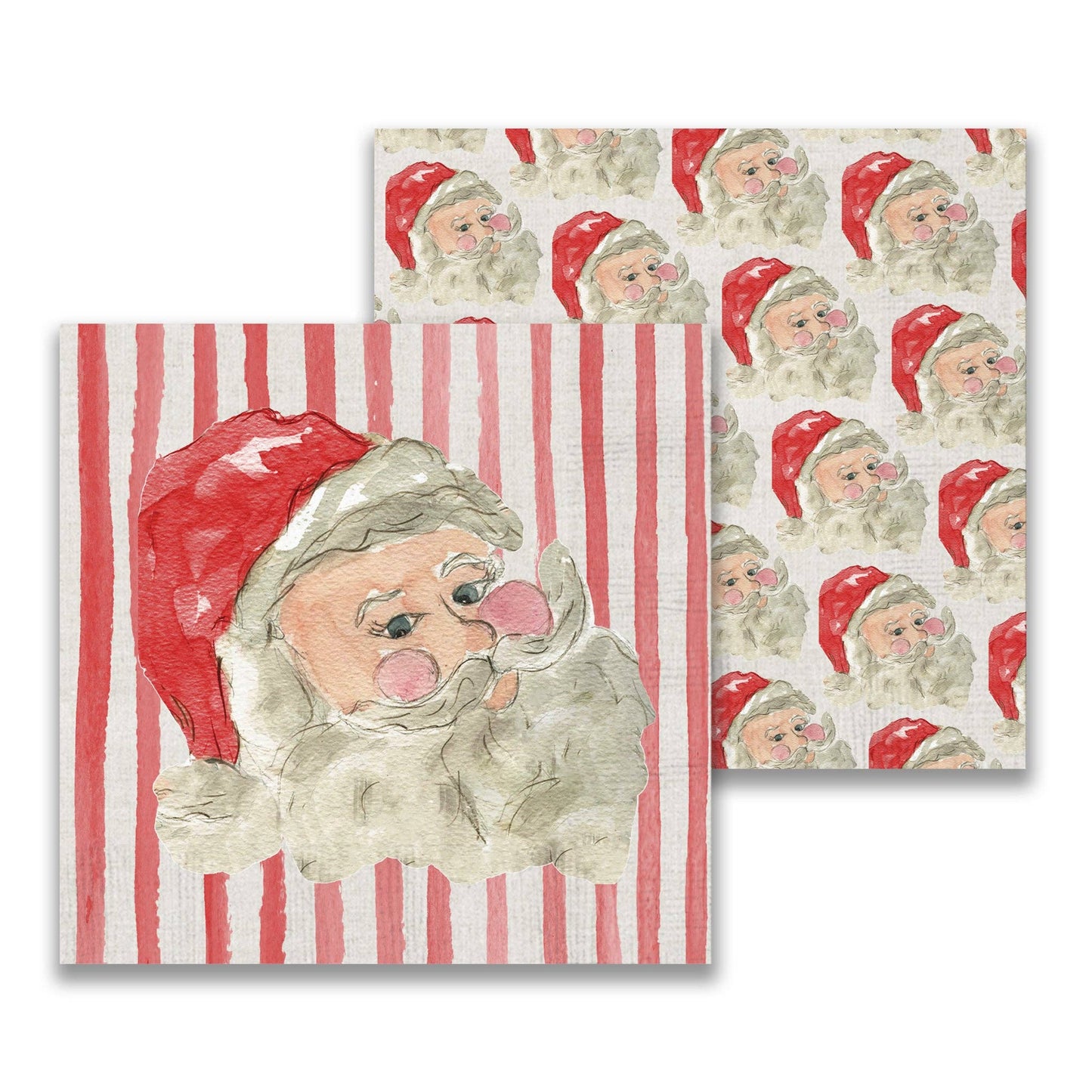 French Graffiti Santa with Red Hat Cocktail Napkin