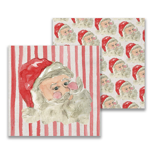 French Graffiti Santa with Red Hat Cocktail Napkin
