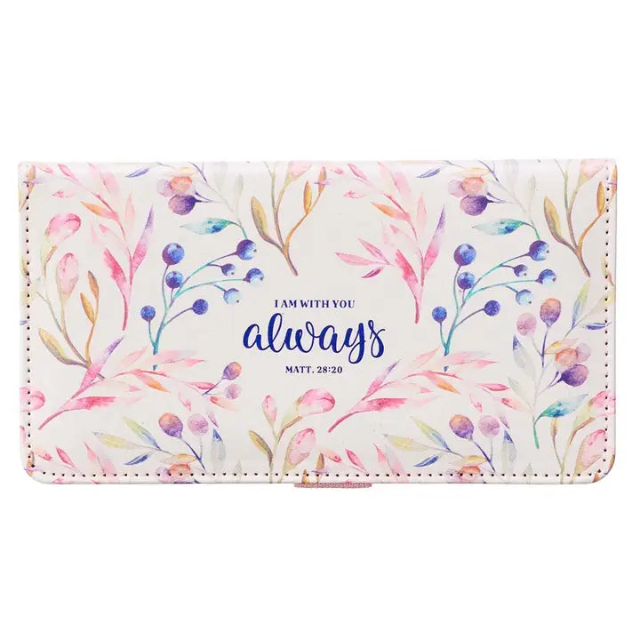 Christian Art Gifts | Checkbook Wallet | I Am with You Always Faux Leather