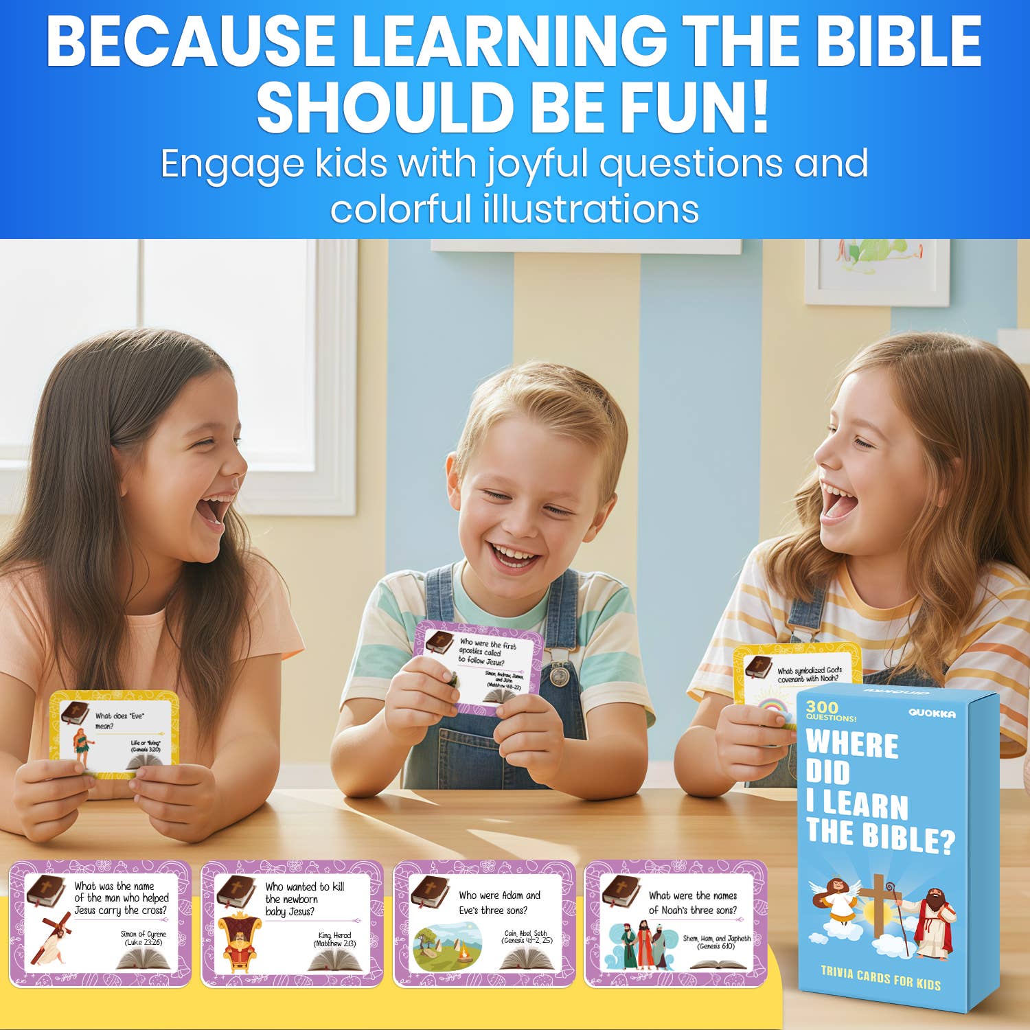Quokka Bible Trivia Game - 300 Engaging Questions for Kids & Families