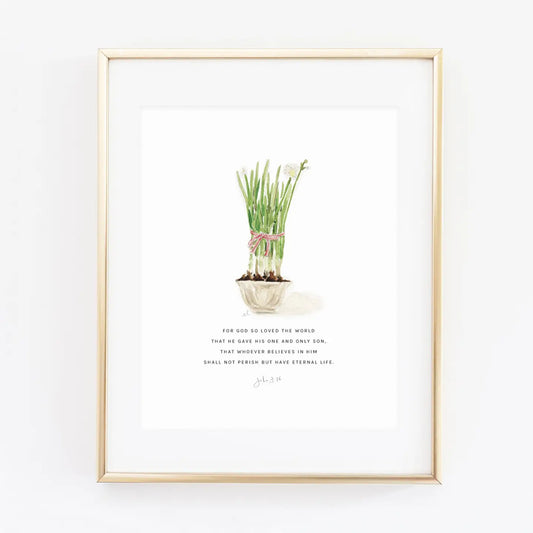 Emily Lex | Print | Paperwhites John 3:16 Scripture