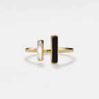 Mother Of Pearl Agate Statement Ring in 925 Sterling Silver: Gold