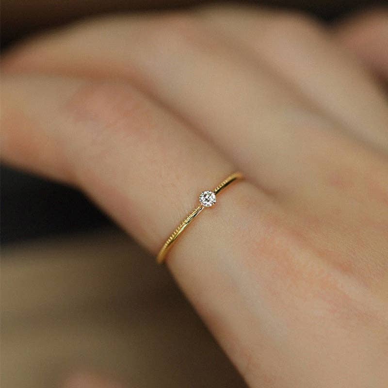 Minimalist Stacking Thin Band Ring in 925 Sterling Silver: Gold / 7 US