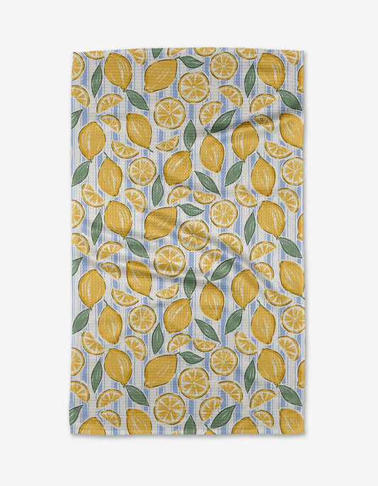 Geometry Sour Lemon Stripes Tea Towel