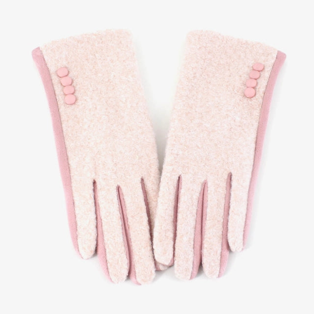 Pretty Persuasion Pink Fleece Button Glove