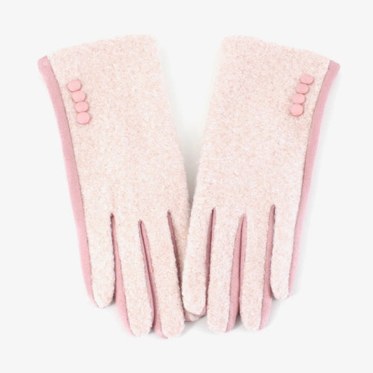 Pretty Persuasion Pink Fleece Button Glove