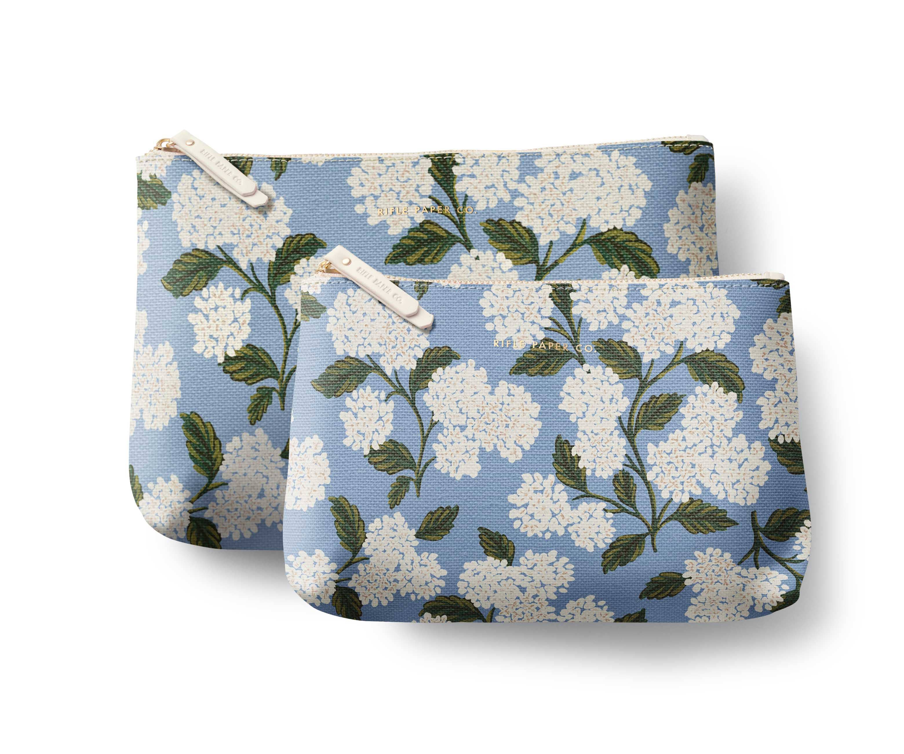 Rifle Paper Co. Hydrangea Zippered Pouch Set