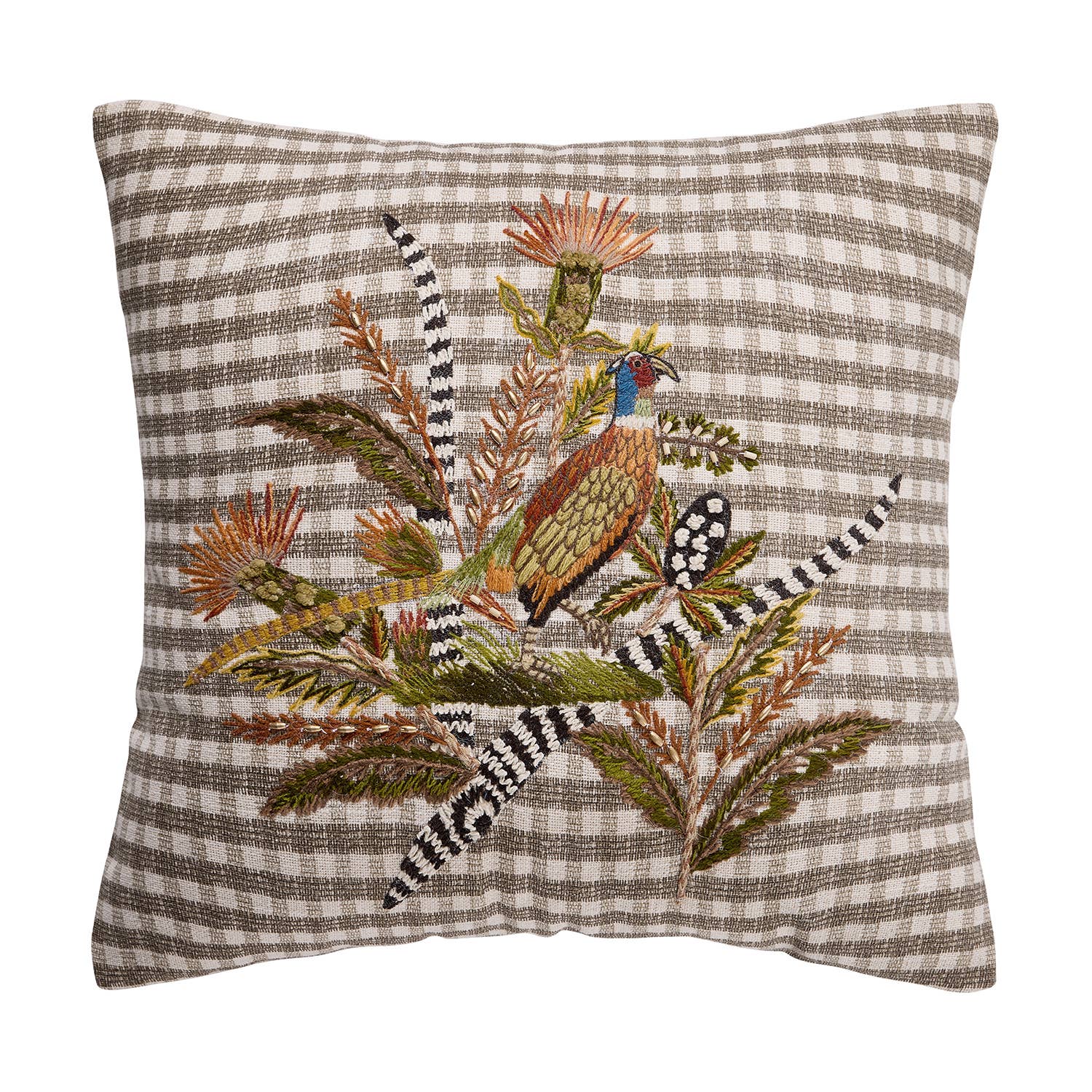 Harvest Pheasant Embroidered Pillow