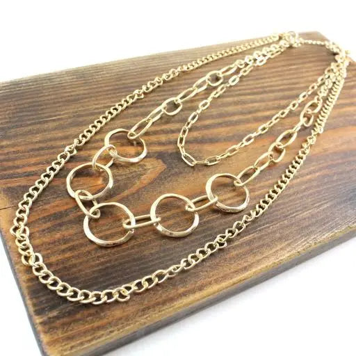 Pretty Persuasion Gold Tri-Layer Chain Necklace