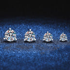 Three-Prong Moissanite Stud Earring in 925 Sterling Silver: 1.6 ct