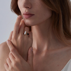 Black White Agate Onyx Cabochon Ring in 925 Sterling Silver: Rose gold
