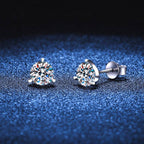 Three-Prong Moissanite Stud Earring in 925 Sterling Silver: 1.0 ct