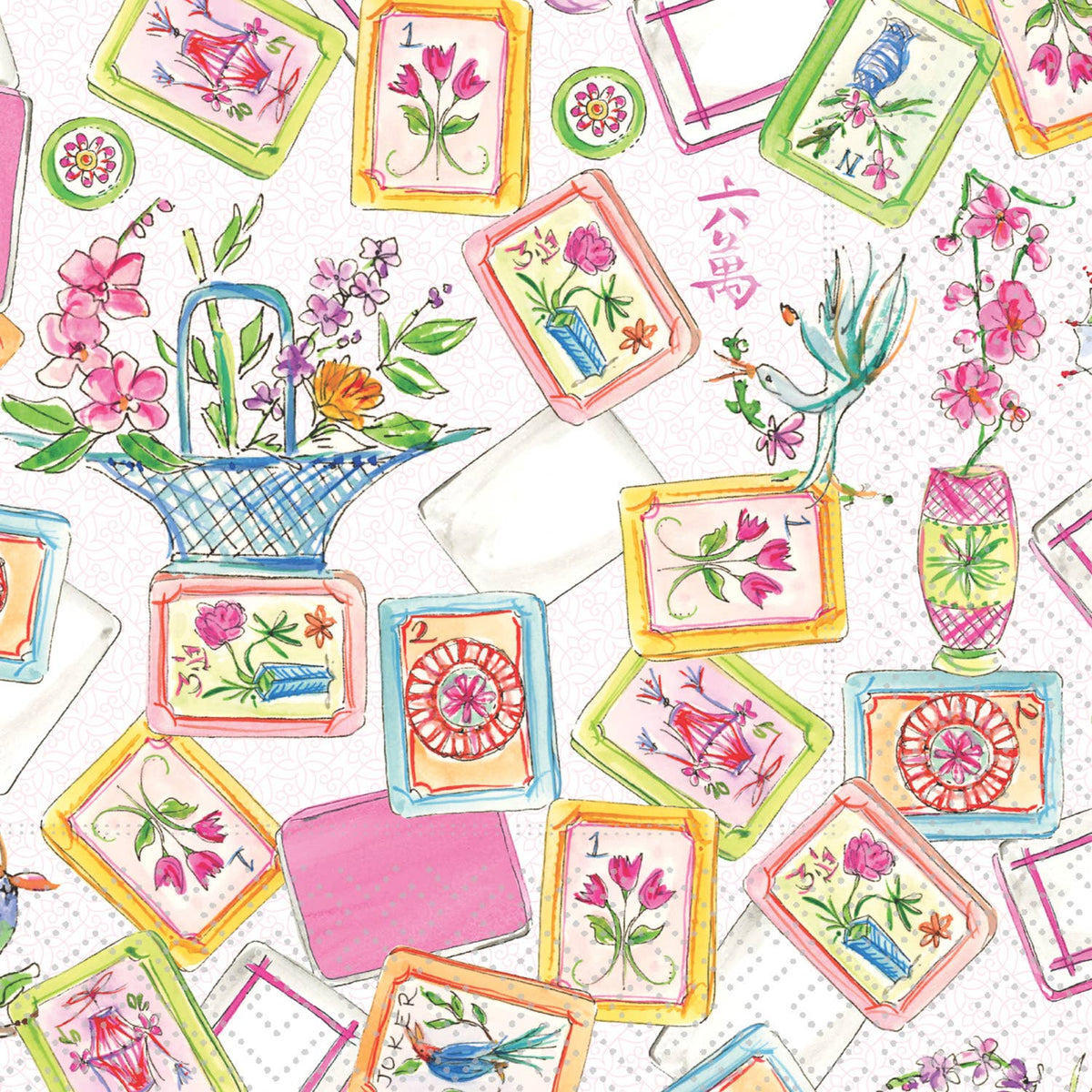 Boston International | Paper Cocktail Napkins | Mahjong Allover Rosanne Beck