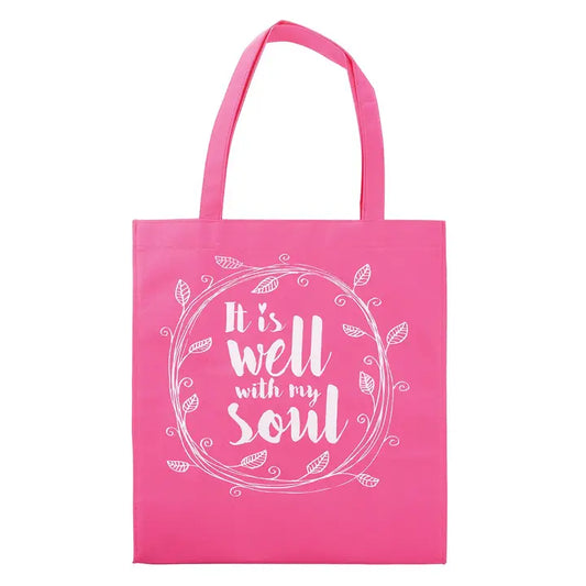 Christian Art Gifts Tote Pink Well with My Soul