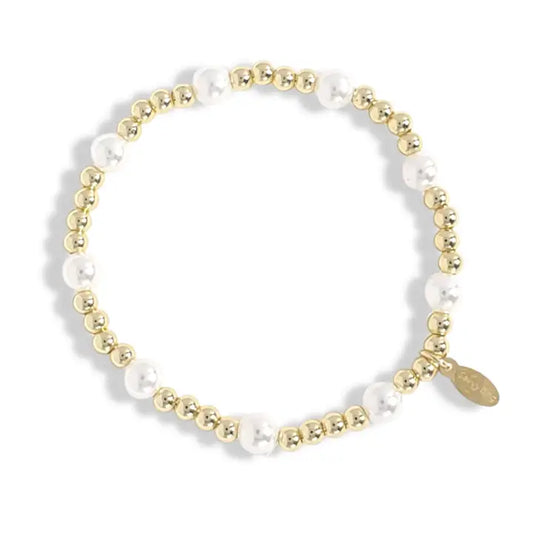 Savvy Bling 4mm Gold 6mm Pearl Gold Filled Beaded Bracelet