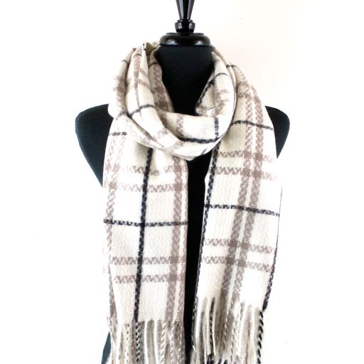 Pretty Persuasion Cream Plaid Blanket Scarf