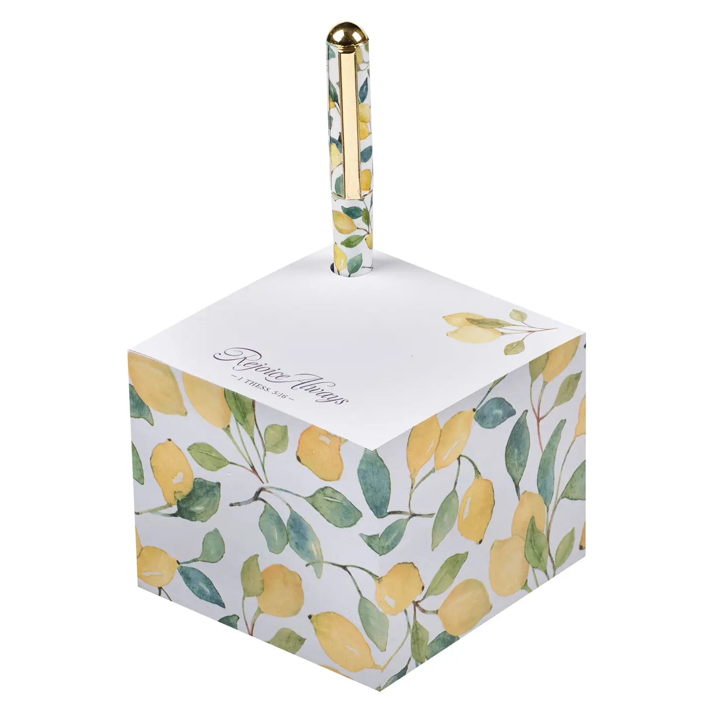 Christian Art Gifts | Note Block with Pen Rejoice Always 1 Thess. 5:16