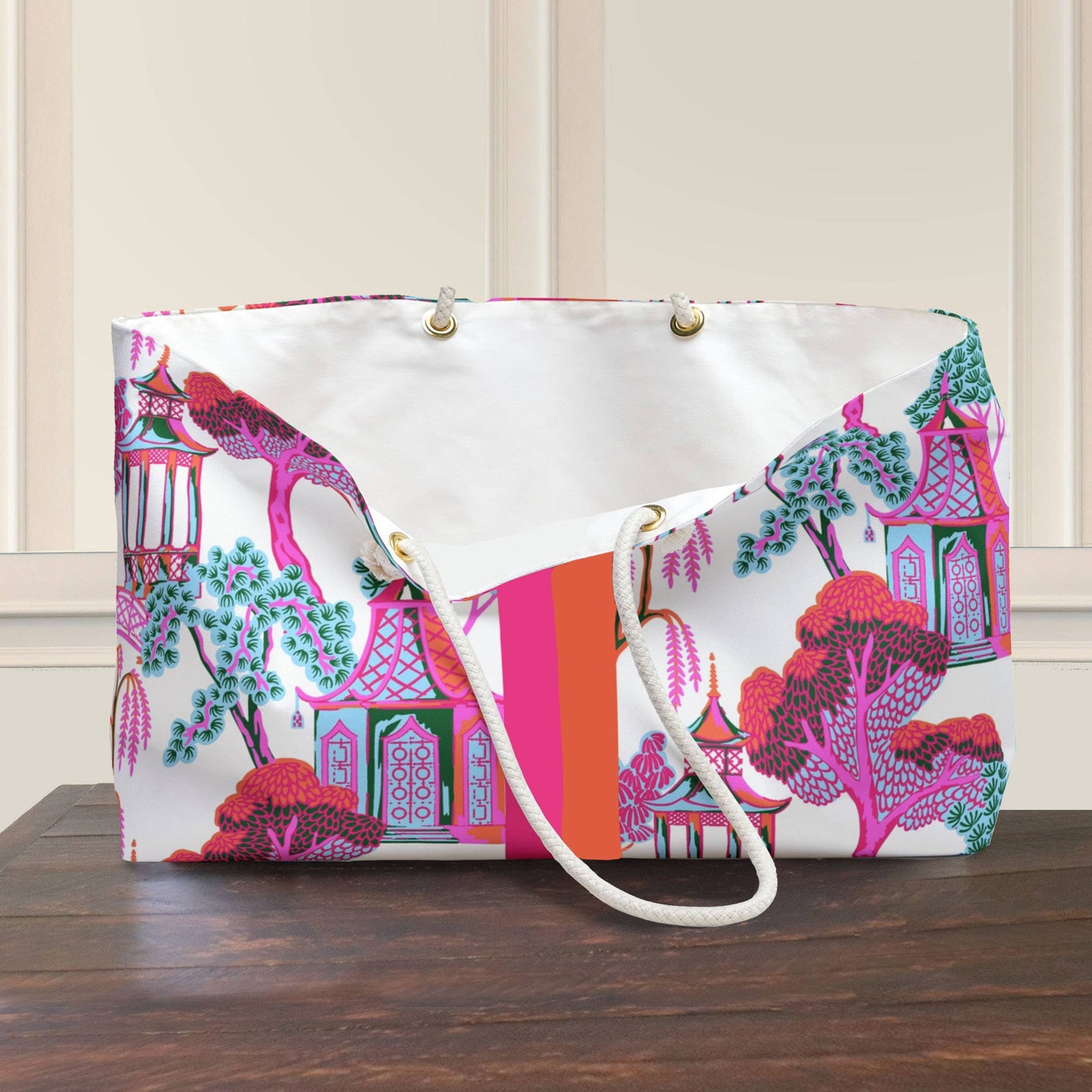 Mahjong Tote Bag, Boutique Monogram, Grand Millennial: Dixie / White
