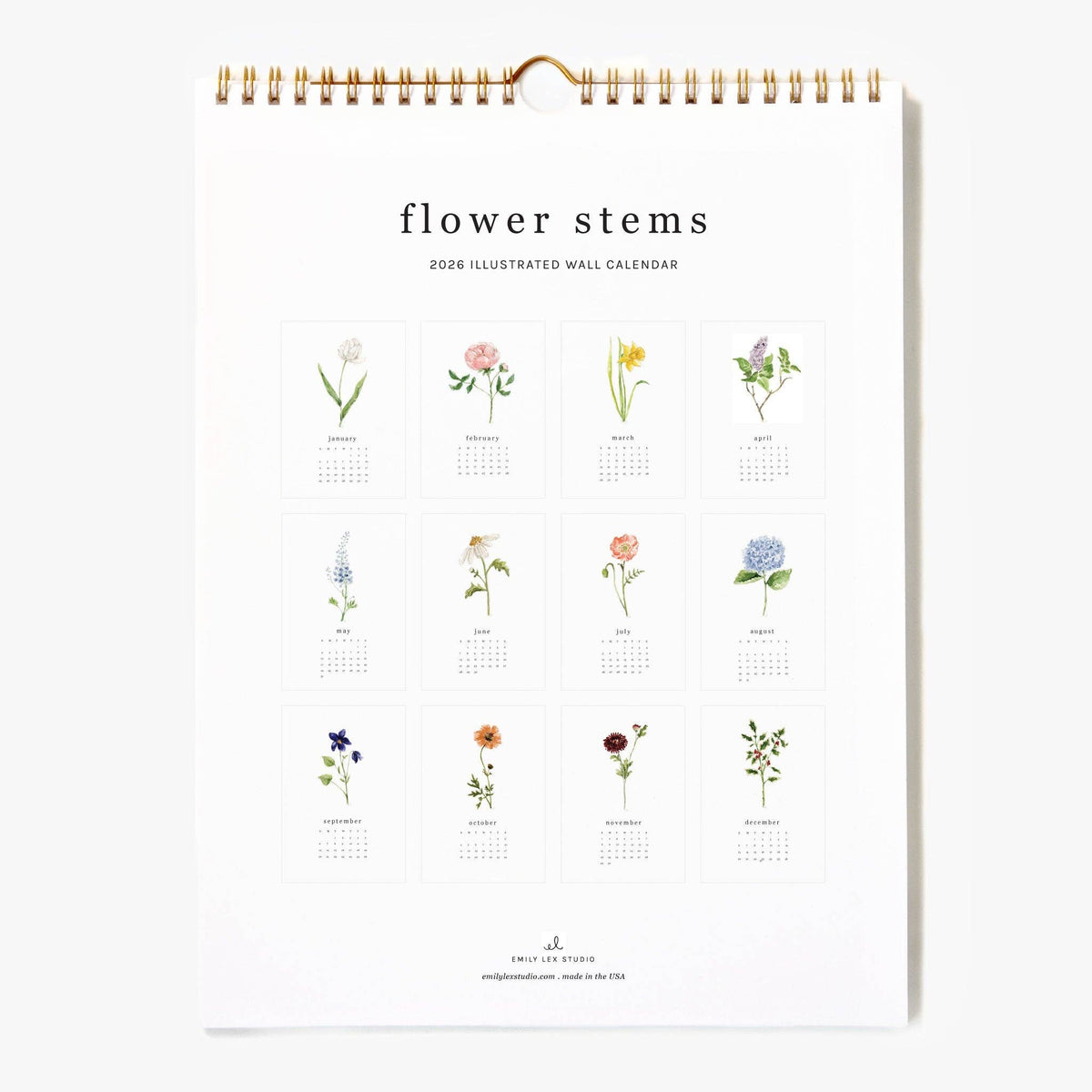 Emily Lex | 2026 Flower Stems Calendar