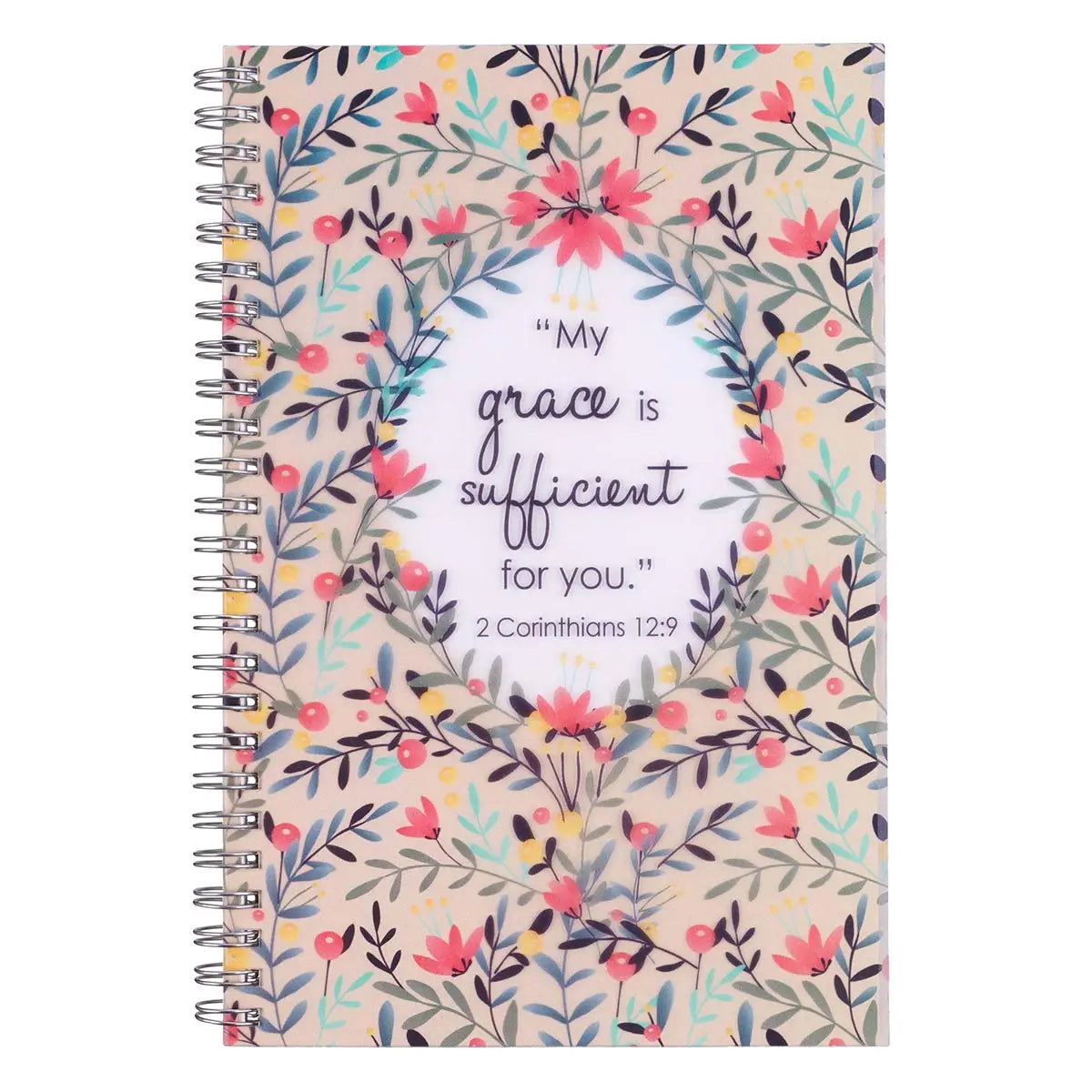 Christian Art Gifts | Notebook Wirebound | Grace Sufficient 2 Cor. 12:9