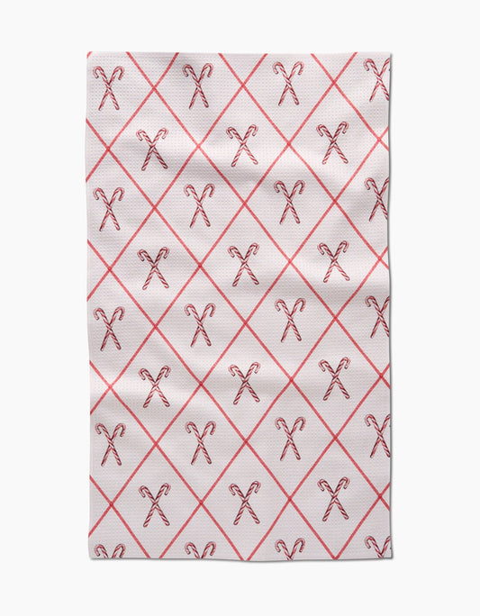 Geometry Festive Candy Canes Tea Towel